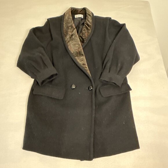 Vintage Herman Kay 100% WOOL Coat Lined Jacket Black Size L/XL Pea Coat - Picture 1 of 11